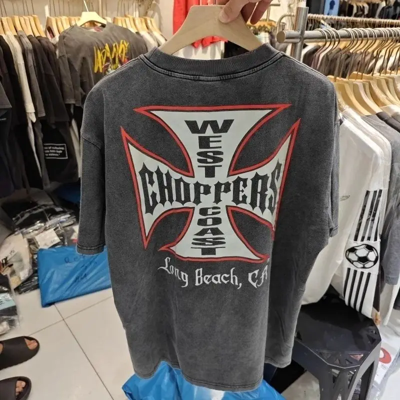 Camiseta Y2K Vintage con Estampado West Coast Choppers, para Mujer, de Algodón Transpirable, Estilo Retro Biker, Corte Holgado, Ropa Casual Urbana