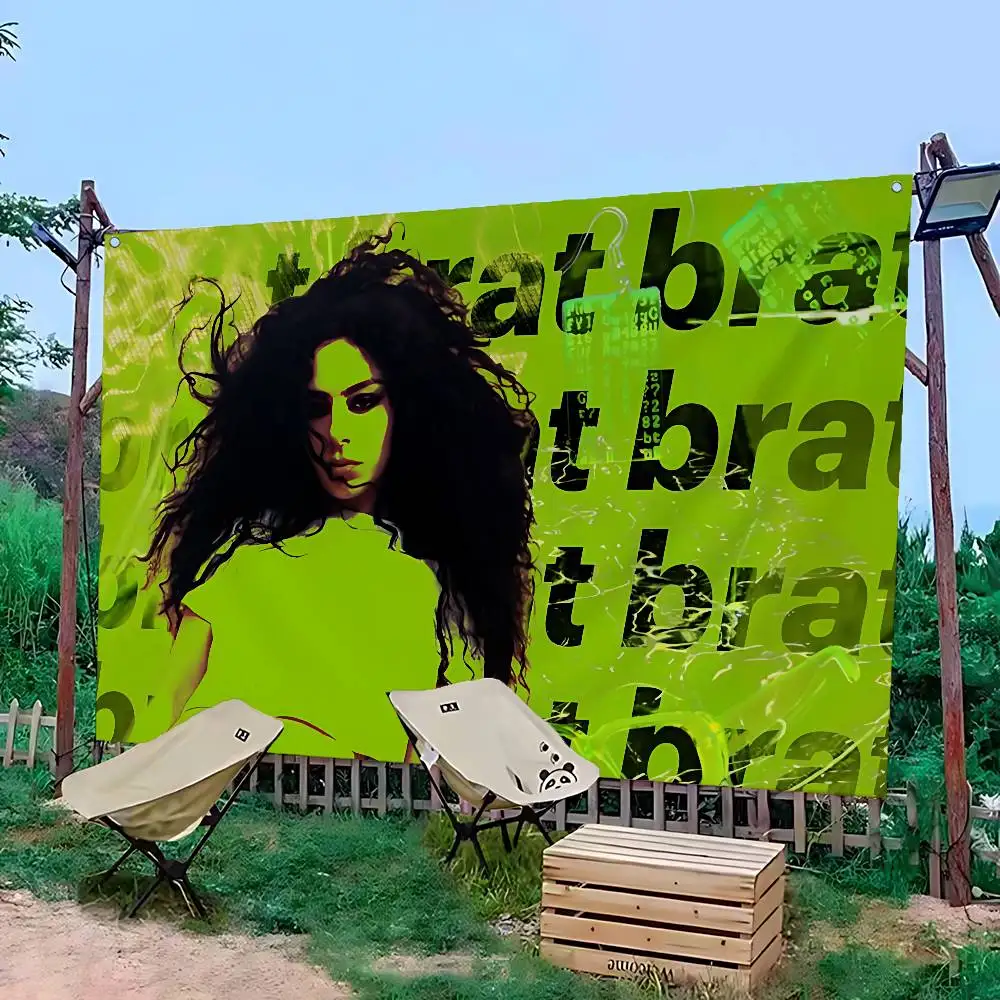 Charli XCX BRAT Singer Creative Pattern Hanging Flag Polyester Printed Banner Hand Pulled Flag