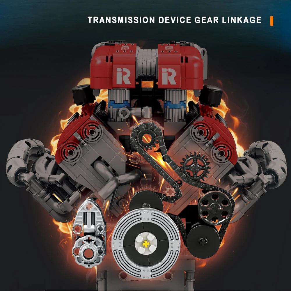 하이테크 기계 기술 공식 엔진 모델 빌딩 블록 조립 세트 모듈 벽돌 장난감 어린이를위한 크리스마스 선물