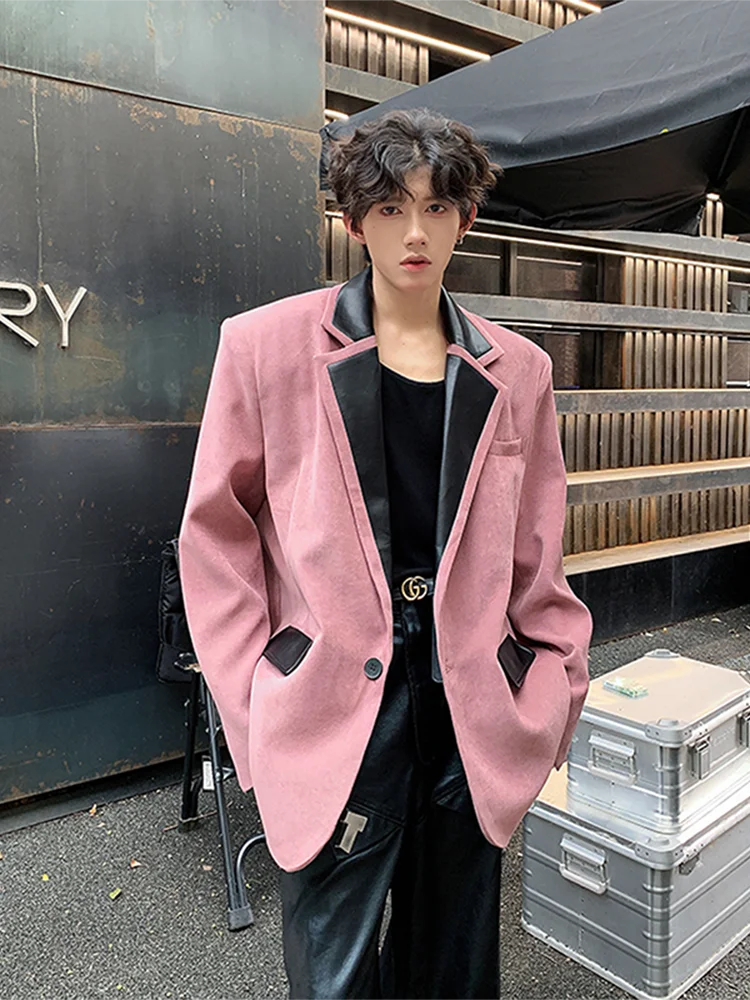 

Крутое мужское кожаное пальто Sli в стиле пэчворк, джет, сценическое пальто с изображением совы, яркие цвета, свободная посадка из полиэфирного волокна