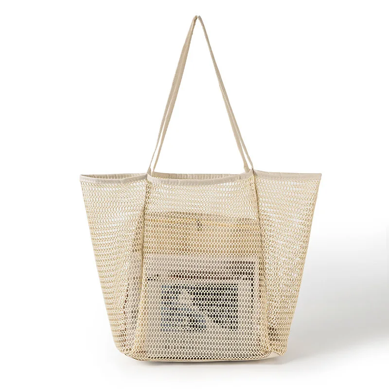 Beach hollowed out handbag large capacity mesh bag casual travel and swimming bag luxury designer handbags and tote bag 2024