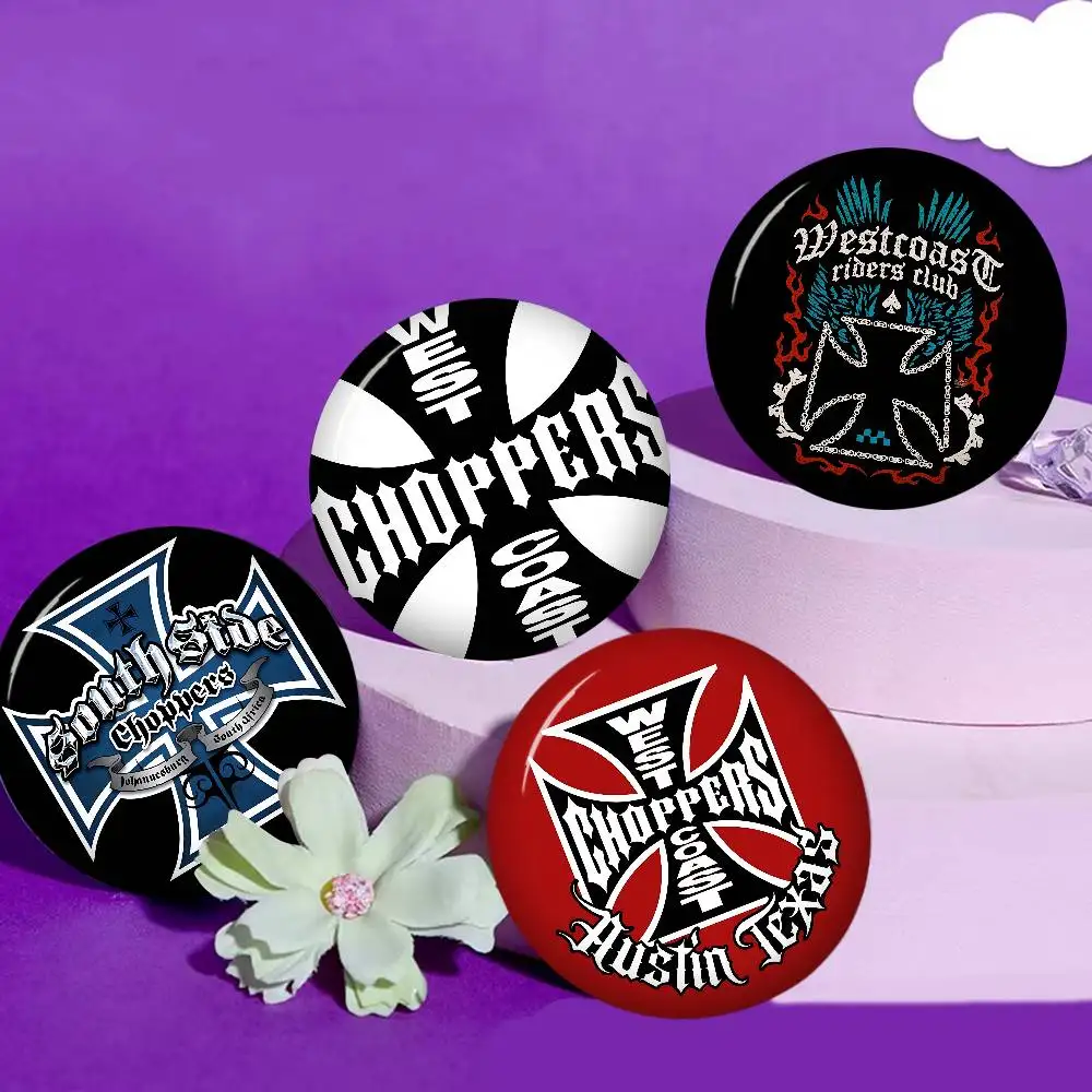 W-West Coast Choppers New  Brooches Soft Button Pin Funny Silly Gnarpy on A Skateboard Meme Badge Gamer Collection Gifts