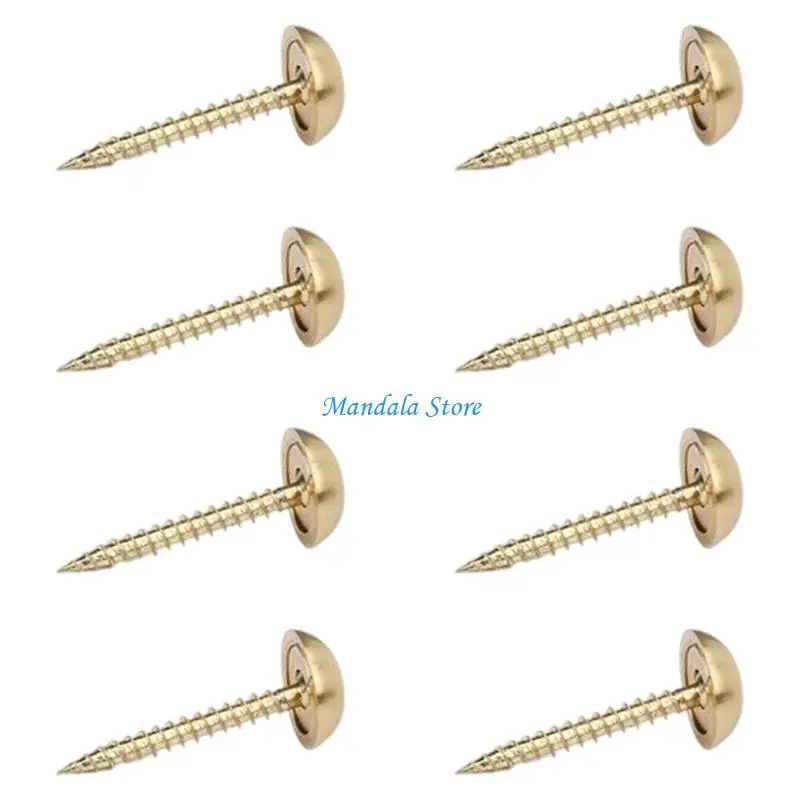 U2JC Sturdy Brass Fasteners Mirror Screw Caps M3Thread 8pcs Furniture Hardware