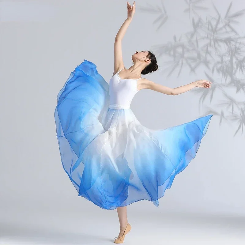 Chinesische Ethnische Klassische Moderne Tanz Ausbildung Rock Weibliche Farbverlauf Elegante Leistung Swing Rock Flamenco Tanz Kleidung
