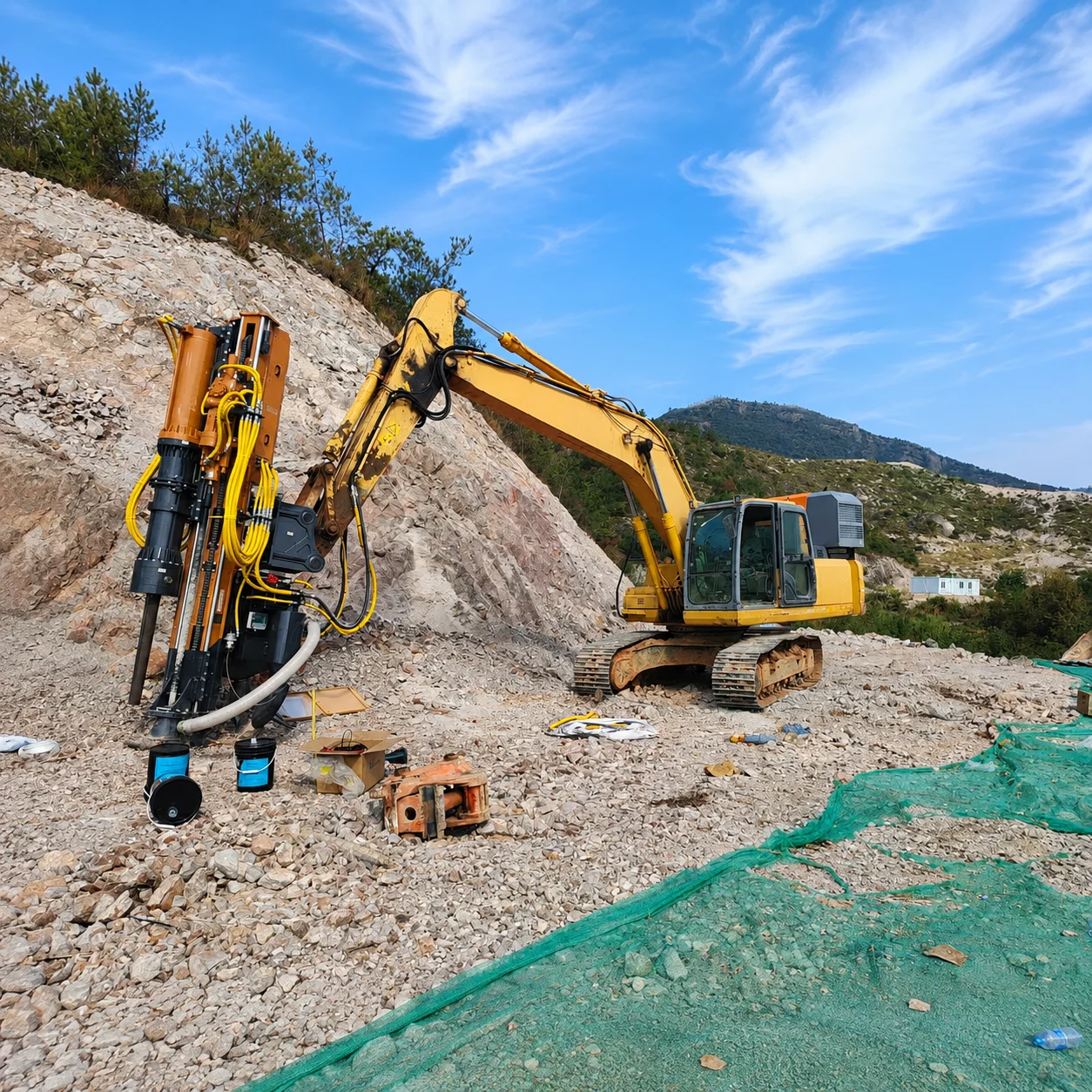 Quarry Rock Splitting Machine Excavator Attached Hydraulic Rock Drill Splitter Integrated Rock Breaking Equipment