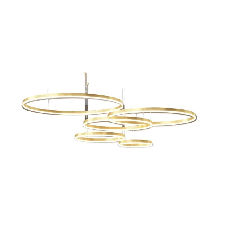 

Minimalist light luxury gold circle chandelier modern simple atmosphere creative dining room bedroom living room lighting