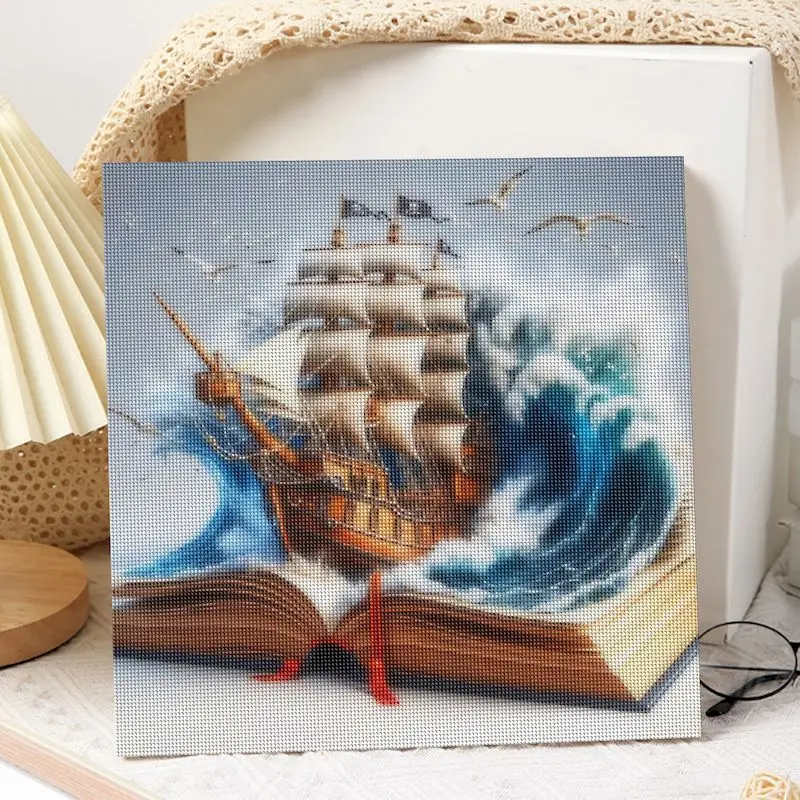 SDOYUNO Diy Diamond Mosaic Book Landscape Kit Full Diamond Painting Boat Mosaic Wall Art Decor For Home New Collection