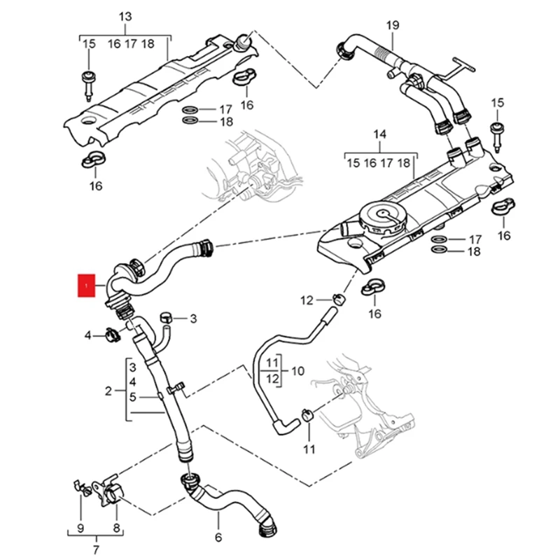 Super Sale Crankcase Check Valve Pipe 94810722951 for Porsche Cayenne