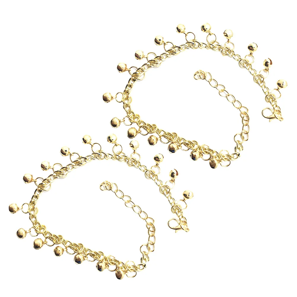 

2pcs Bell Anklets For Women Adjustable Summer Beach Foot Jewelry Ankle Bracelets With Charming Bell Sound Fashionable Metal