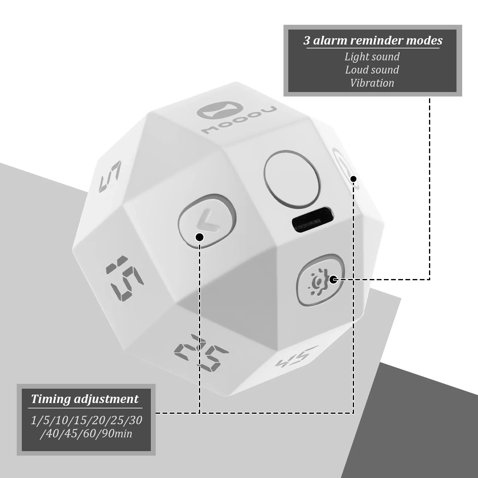 Timer Pomodoro Rotante con 11 Tempi Preimpostati, Timer da Scrivania Ricaricabile per Produttività, Mini Timer per Studio e Lavoro