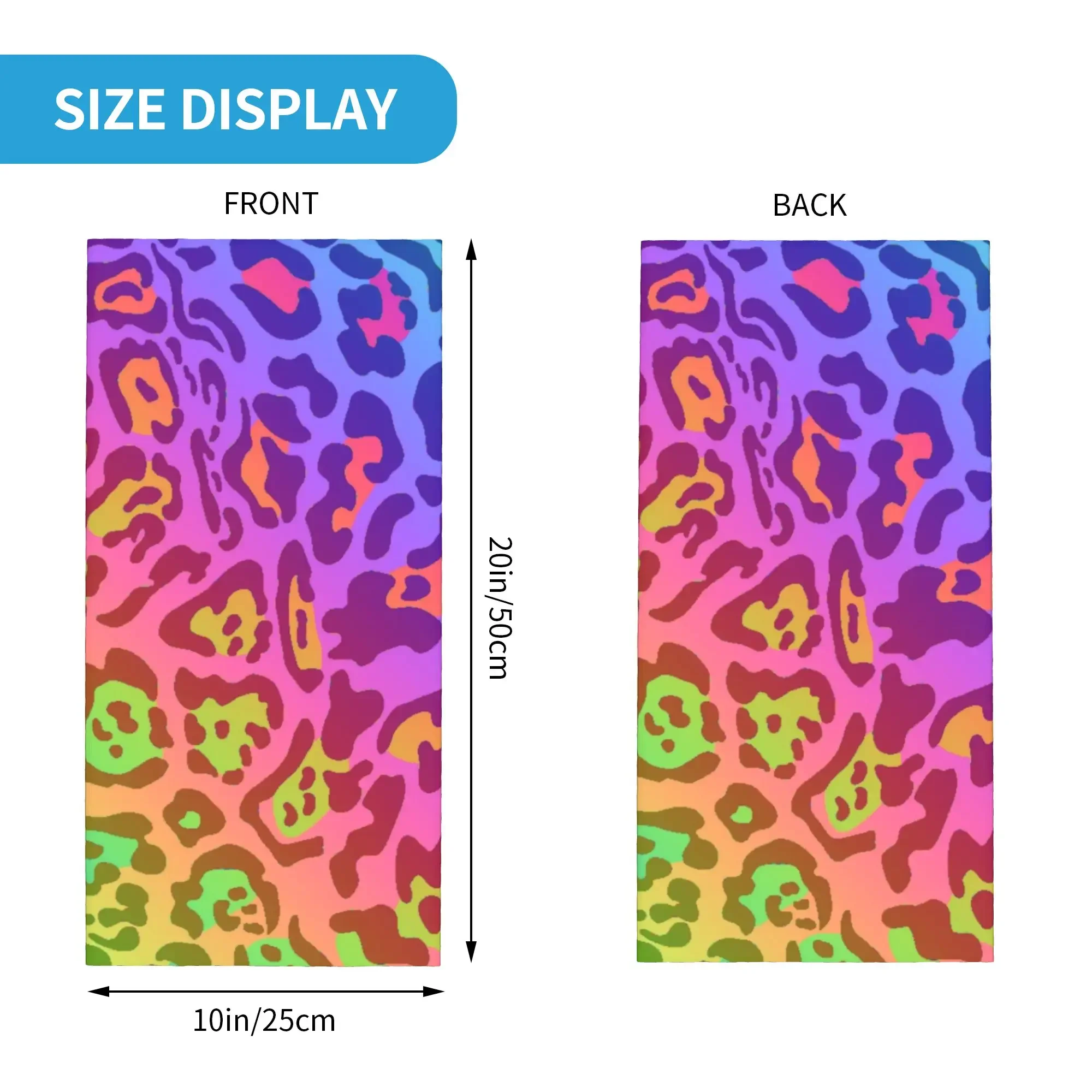 Rainbow Leopard Animal Print Bandana Neck Gaiter for Hiking Hunting Women Men Wrap Scarf  Balaclava Warmer Face Scarf Cover