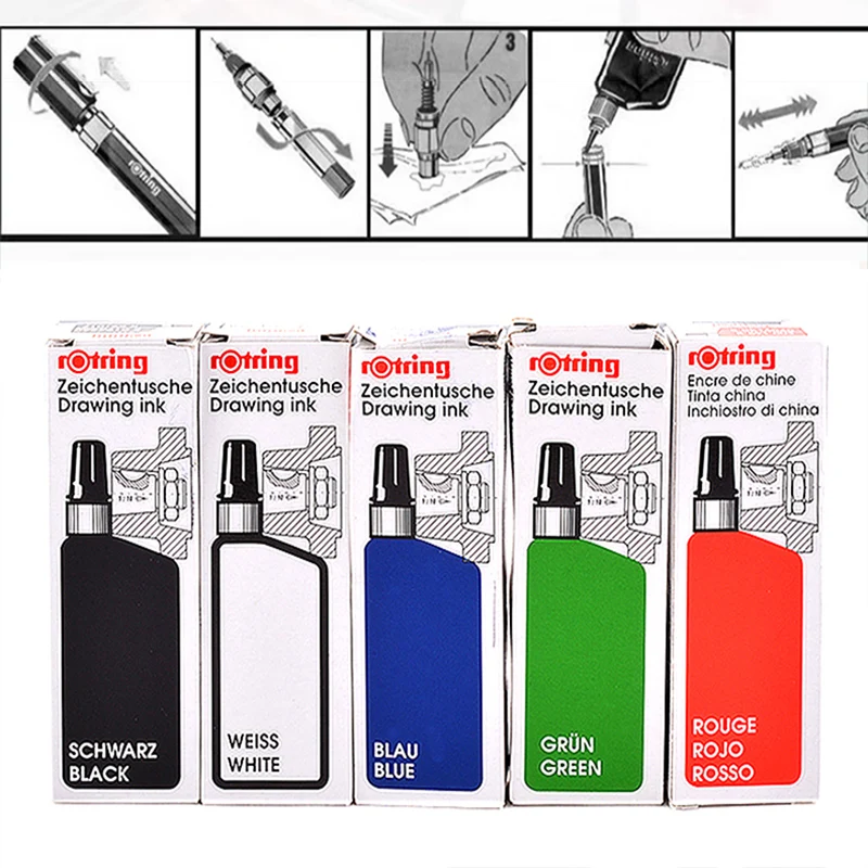 1pc German rOtring Isograph Technical Drawing Needle Pen Liquid Ink 23mL High Quality Opacity Ink With Excellent Adhesion