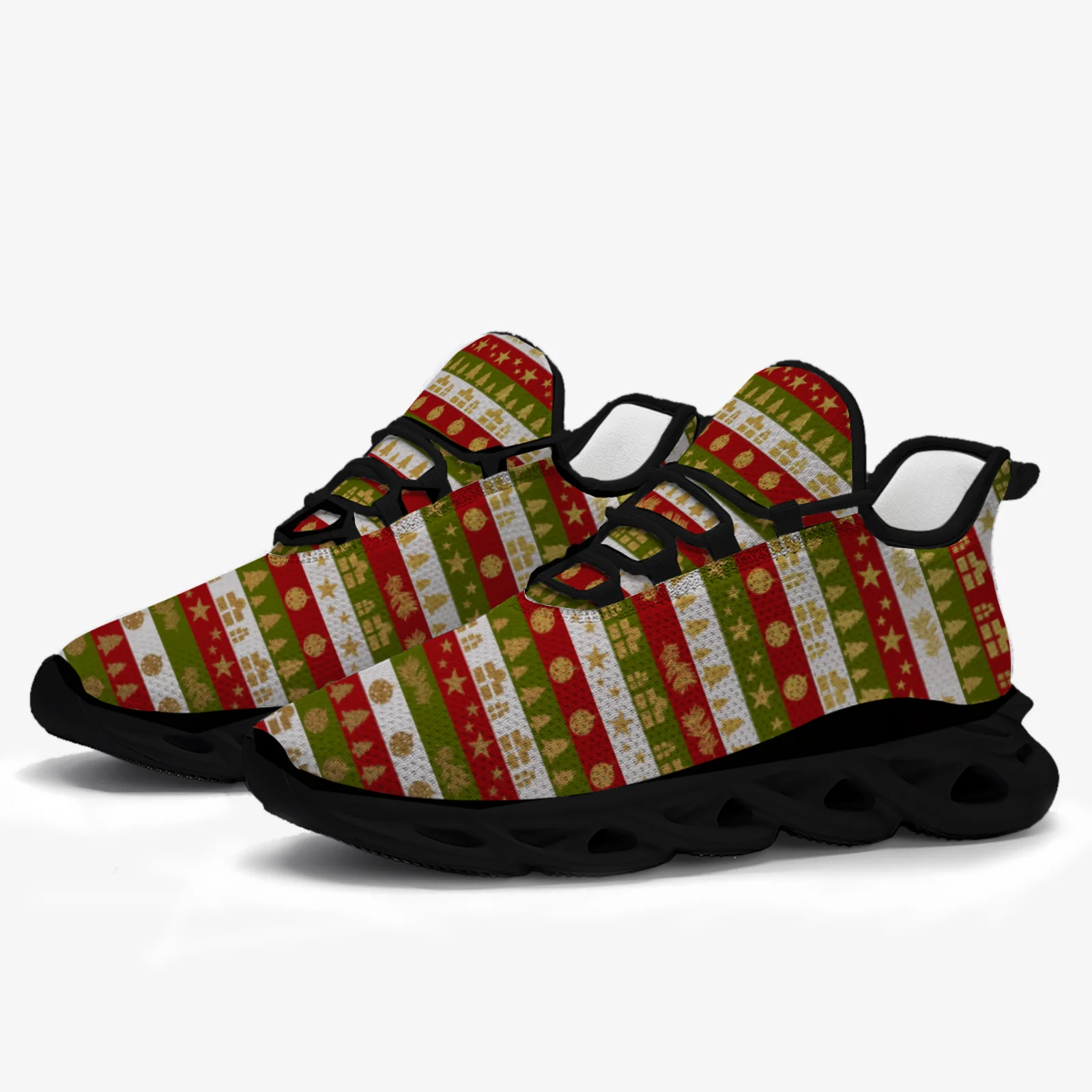 

Christmas holiday striped men's and women's casual sports shoes, lightweight and breathable running shoes
