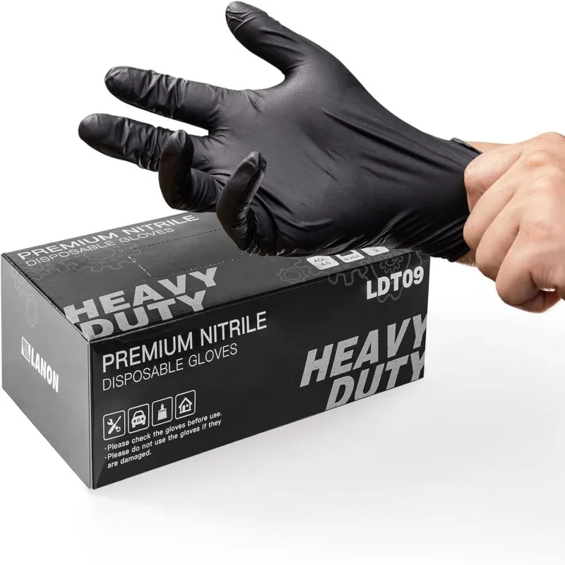 100 PCS Black Nitrile Gloves Thickened Disposable Gloves for Cleaning Hairdressing  Waterproof Dishwashing Tattoo Gloves