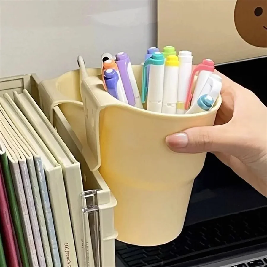 Kunststoff Hängen Stift Bleistift Halter Tragbare Schreibwaren Organizer Große Kapazität Lagerung Box Multifunktionale Tasse Halter – Detail 6