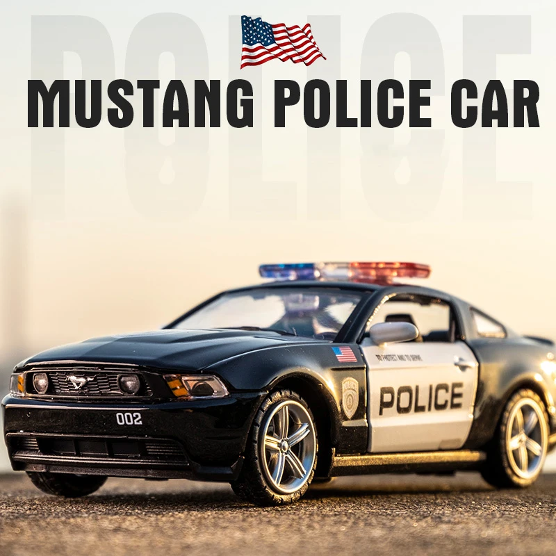 1:32 Alloy Car 2006 Ford Shelby Mustang GT350 Policecar Modle 911 Alloy Toy Car Models Diecast Metal Vehicle Model Cars Toys For