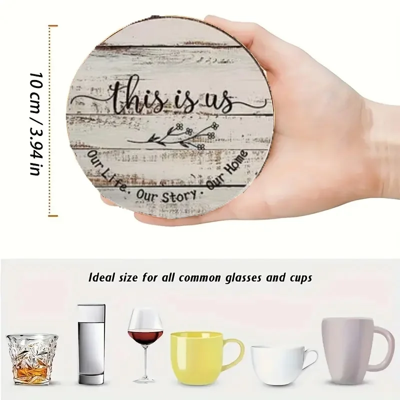 6 pieces/set wooden coaster non-slip Placemat Gift Painting Kit Holiday Gift home kitchen decoration simple pattern