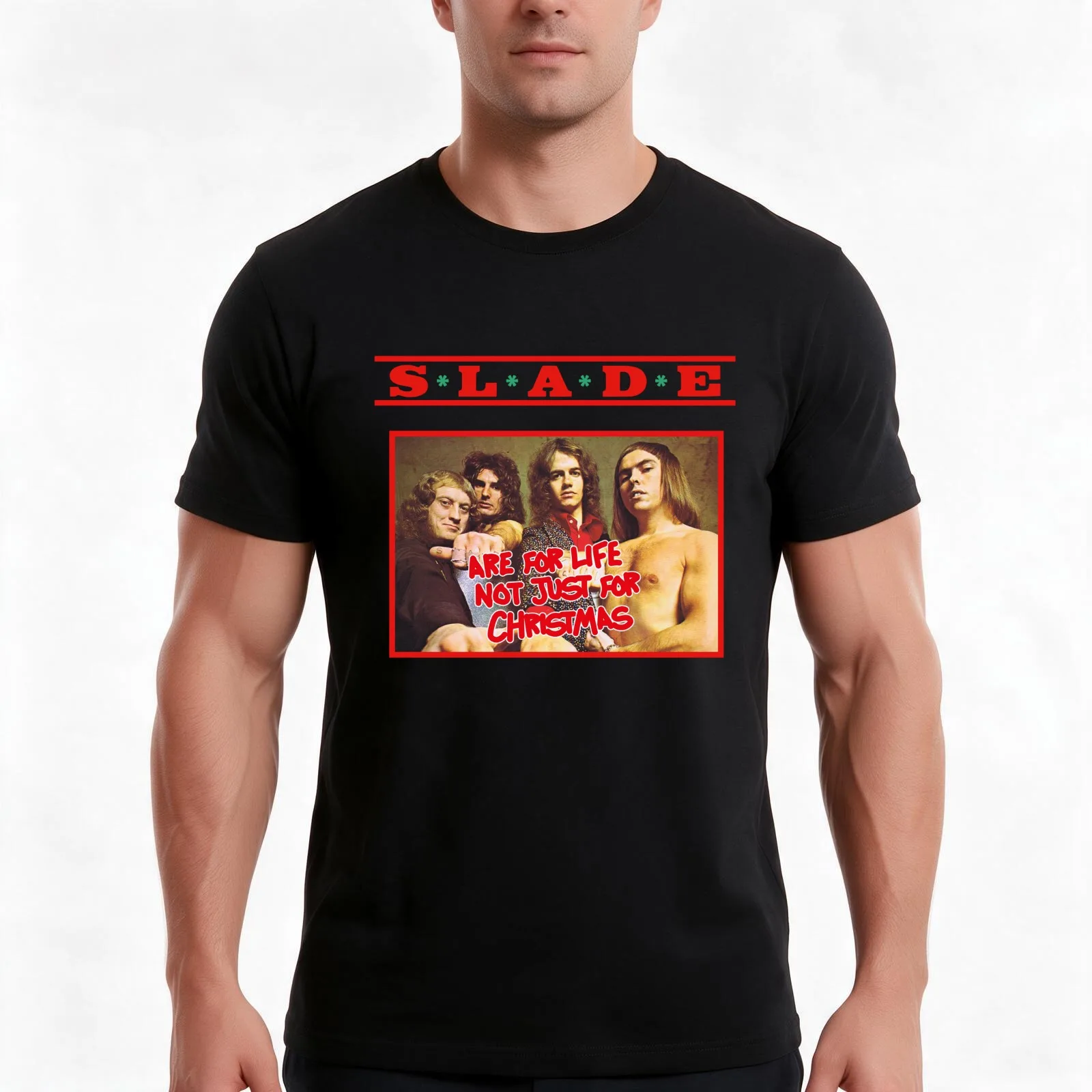 SLADE - not just for christmas T-Shirt, Summer Casual Cotton Tee, Oversized Streetwear Tops, Vintage Graphic Print, 100% Cotton