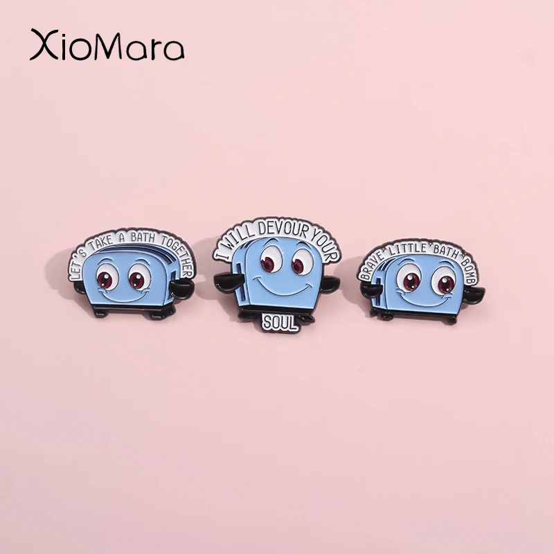 I Will Devour Your Soul Enamel Pins Bubble Machine Let's Take A Bath Together Brooches Lapel Badges Jewelry Gift For Kids Friend