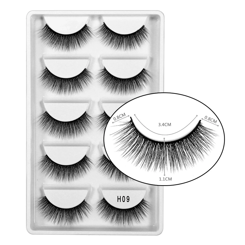 5คู่3D ธรรมชาติขนตาปลอม Professional Beauty ขนตาปลอมนุ่ม Reusable Fluffy Full Lashes TUE88