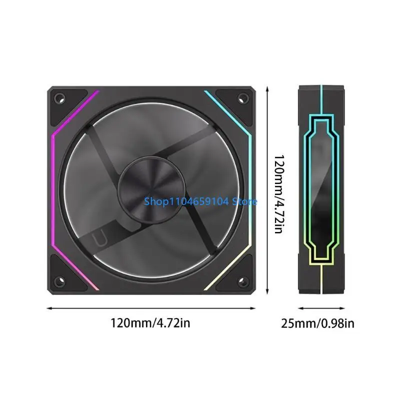 Quạt máy tính màu kép quạt cpu 120mm với ánh sáng argb cho pc