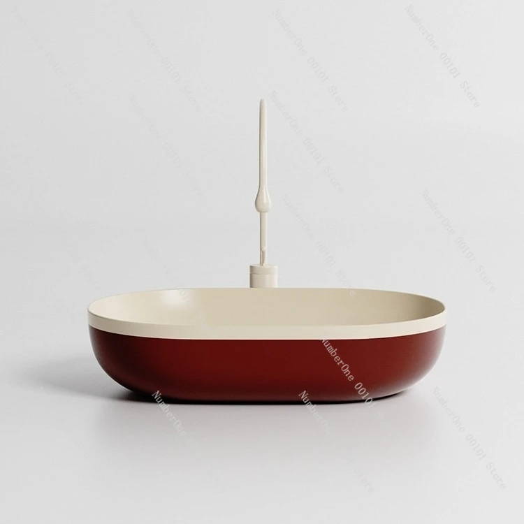 Colorful oval ceramic countertop washbasin for home bathroom, hotel washbasin, small-sized washbasin