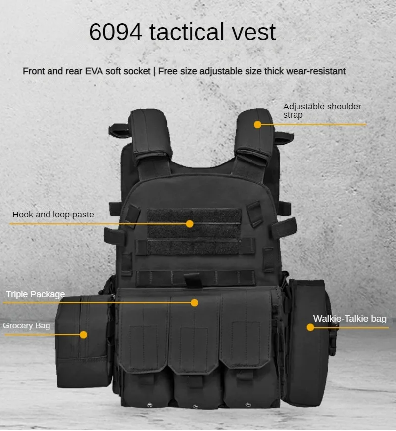 Special Forces Bulletproof Back Tactical Vest Lightweight Multi-Functional Outdoor Expansion Military Hunting Pockets Body Armor