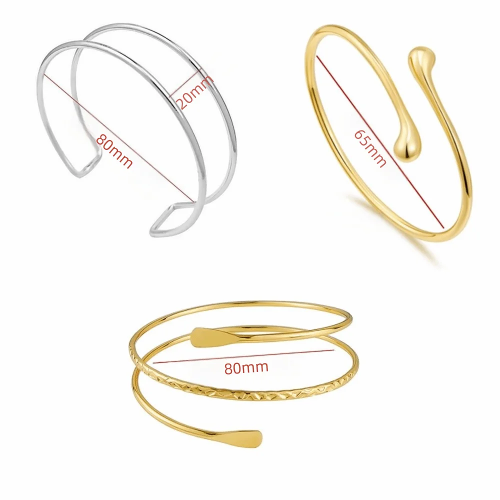 4/6pcs Trendy Geometric Arm Bracelet Bangle Jewelry Twisted Cuff Bracelet Open Stackable Upper Arm Bracelet Gift view 6