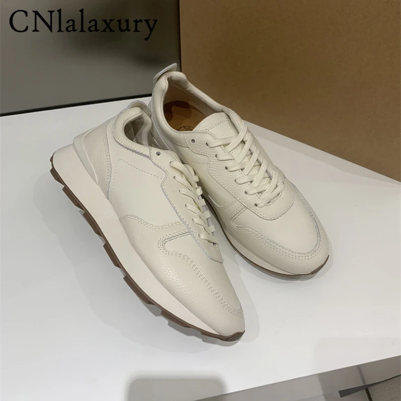 2023 Fashiom Shoes Man Patchwork Color Contrast Genuine Leather Thick Sole Increase Casual Sneakers Man zapatillas de deporte