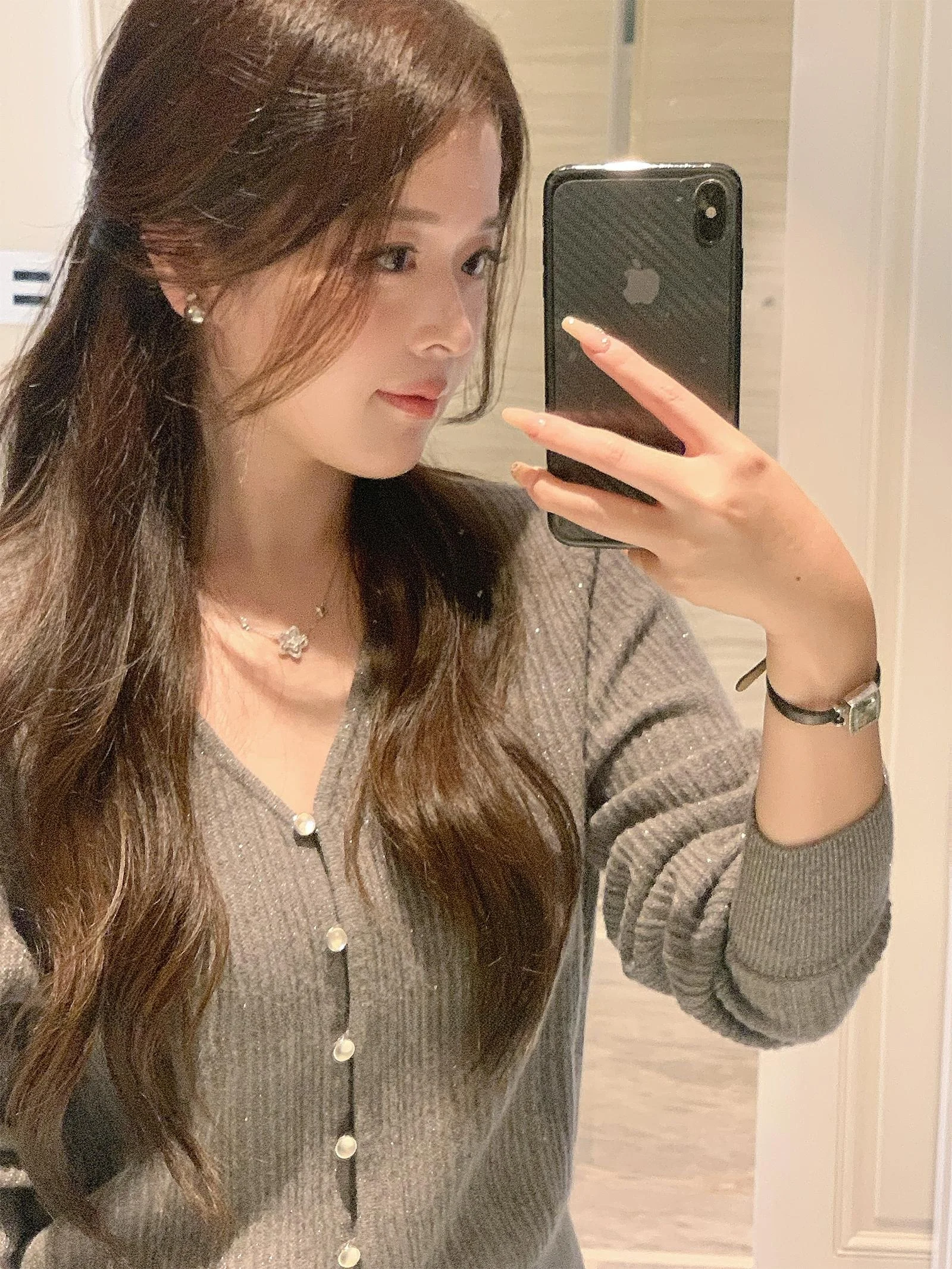 

Rosewth Oxygen Galaxy 00% шерсть V-Ne вязаный открытый кардиган осень-зима внутренняя одежда основа irt Brued детали на пуговицах