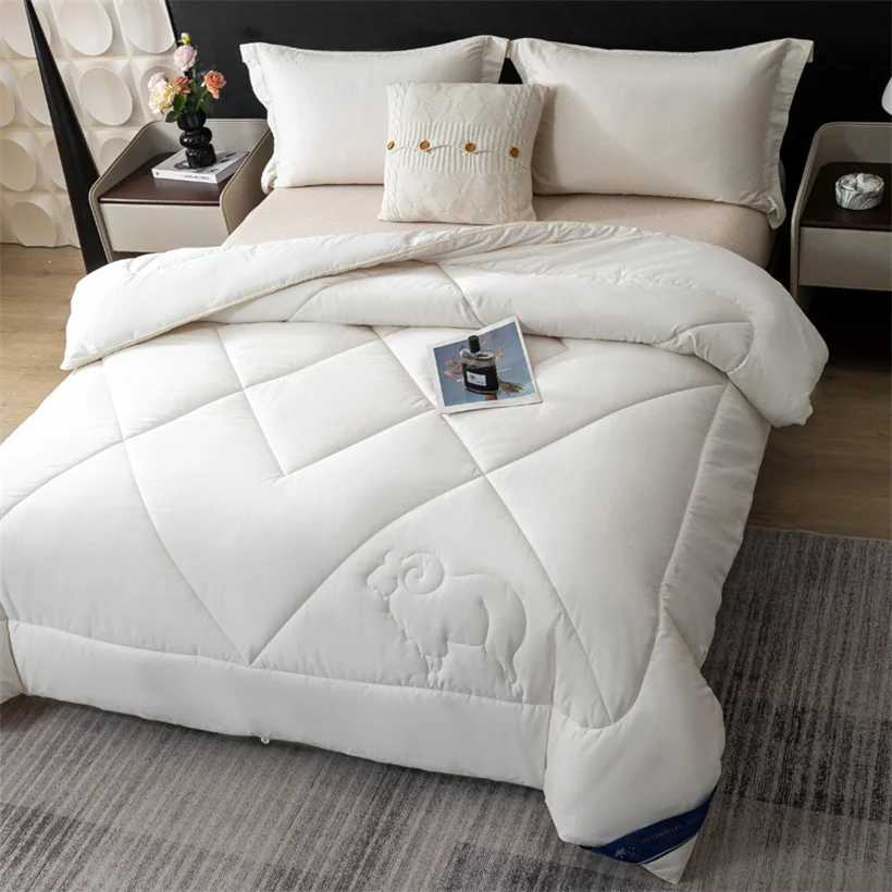 Wool Quilt Luxury Five-Star Hotel Warm Double Single King Queen Size Duvet Core 100% Wool Filling Duvet Soft Lightweight Blanket
