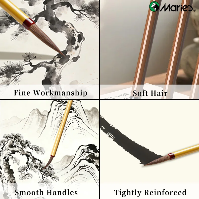 Marie's Micro Paint Brush,3pcs Miniature Model Paintbrushes Detail for Acrylic,Chinese Painting,Watercolor,Craft,Rock