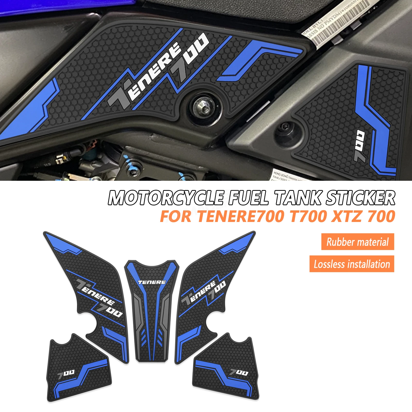 

Новая мотоциклетная накладка на топливный бак, тяговая накладка на топливный бак, противоскользящая боковая наклейка на топливный бак для YAMAHA TENERE 700 T700 XTZ 700 2019-2022