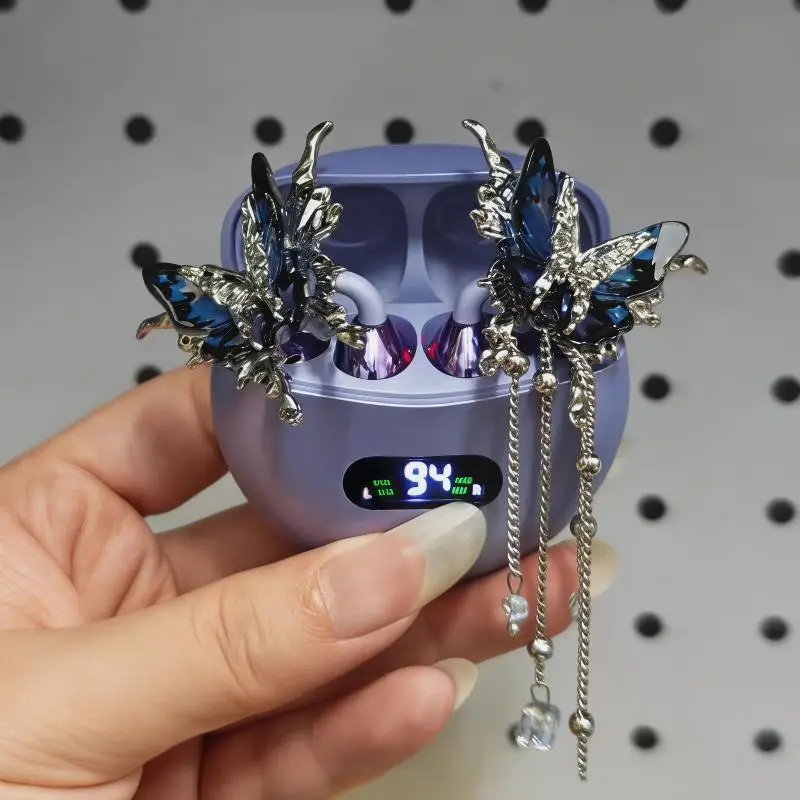New Butterfly Ear Clips Open-Fit Earbuds Decorative Accessories With Butterfly And Tassel Design