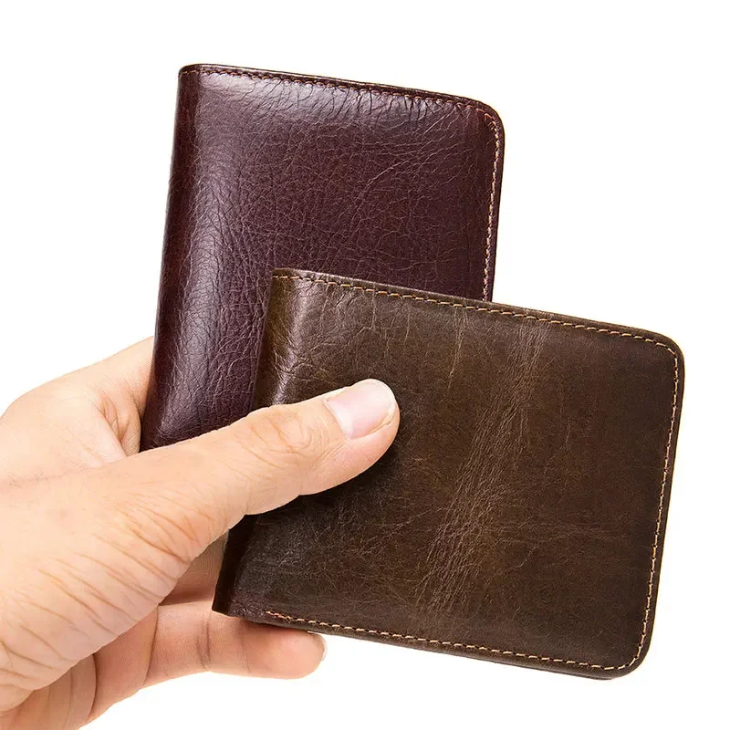 Newsbirds Soft Leather Short Wallet For Men RIFD Coin Purse Mans Pocket Jeans Small Cowskin