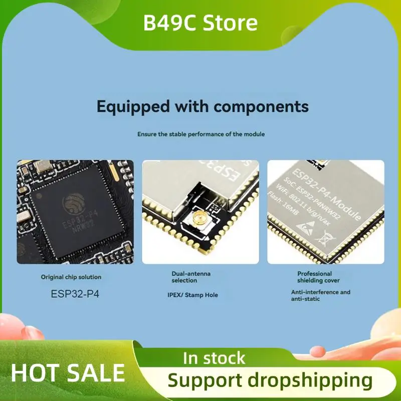 

B49C Модуль ESP32-P4 Основная плата RISC-V Двухъядерная архитектура 32 МБ PSRAM 16 МБ Флэш-памяти Поддержка встроенной 2.4G Wi-Fi/BT 5.3 ESP32-C6