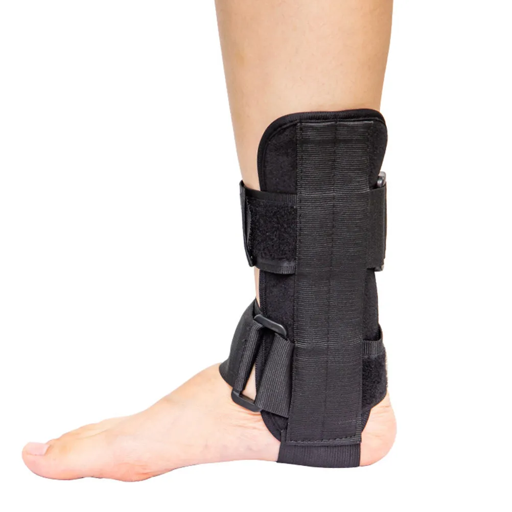 Ankle Brace Adjustable Support Wrap with Aluminum Alloy Stabilizers for Sprain Tendonitis Injury Recovery and Prevention Black