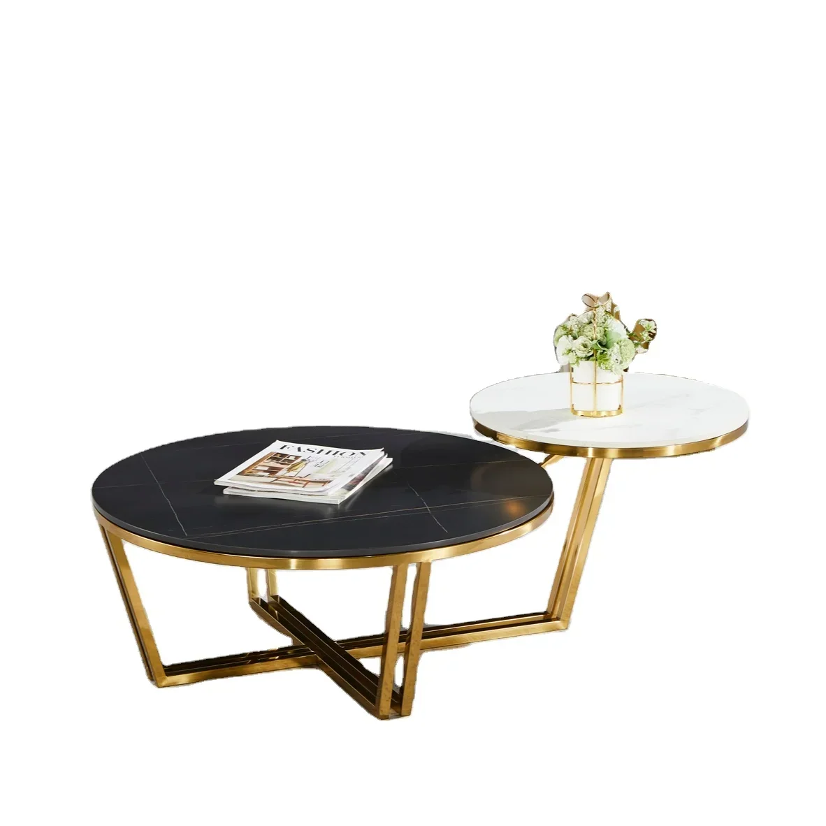 

Горячая Распродажа в Китае 2021, комплект журнальных столиков, роскошный журнальный столик, металлические ножки, золотисто-белый журнальный столик