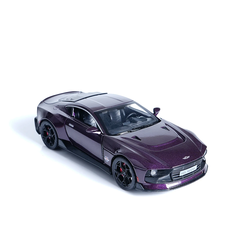 Model Supercar z Fioletowego Stopu 1:22 (musi być zakupiony z baterią), idealna replika klasycznego wyglądu Supercar, 4 drzwi, maska i bagażnik mogą być otwarte, z funkcją pull-back dźwięku i światła, kreatywne wyposażenie domu |     Dekoracja na biurko, odpowiednia dla fanów samochodów do zabawy |     Kolekcja, Idealne prezenty urodzinowe dla chłopców, Wybór prezentów na festiwale (Boże Narodzenie, Halloween)