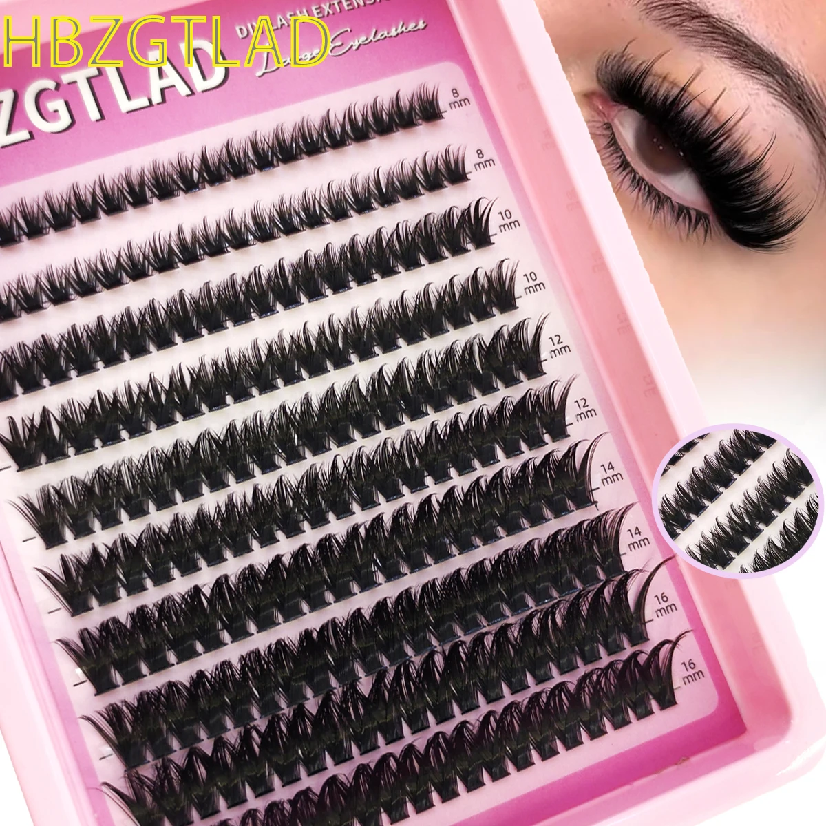 AMSDCN 120 Fans8-16MM Diy MangaCluster Lashes Cat Eye Lashes Invisible Band Premium Mink Manga Lash Clusters