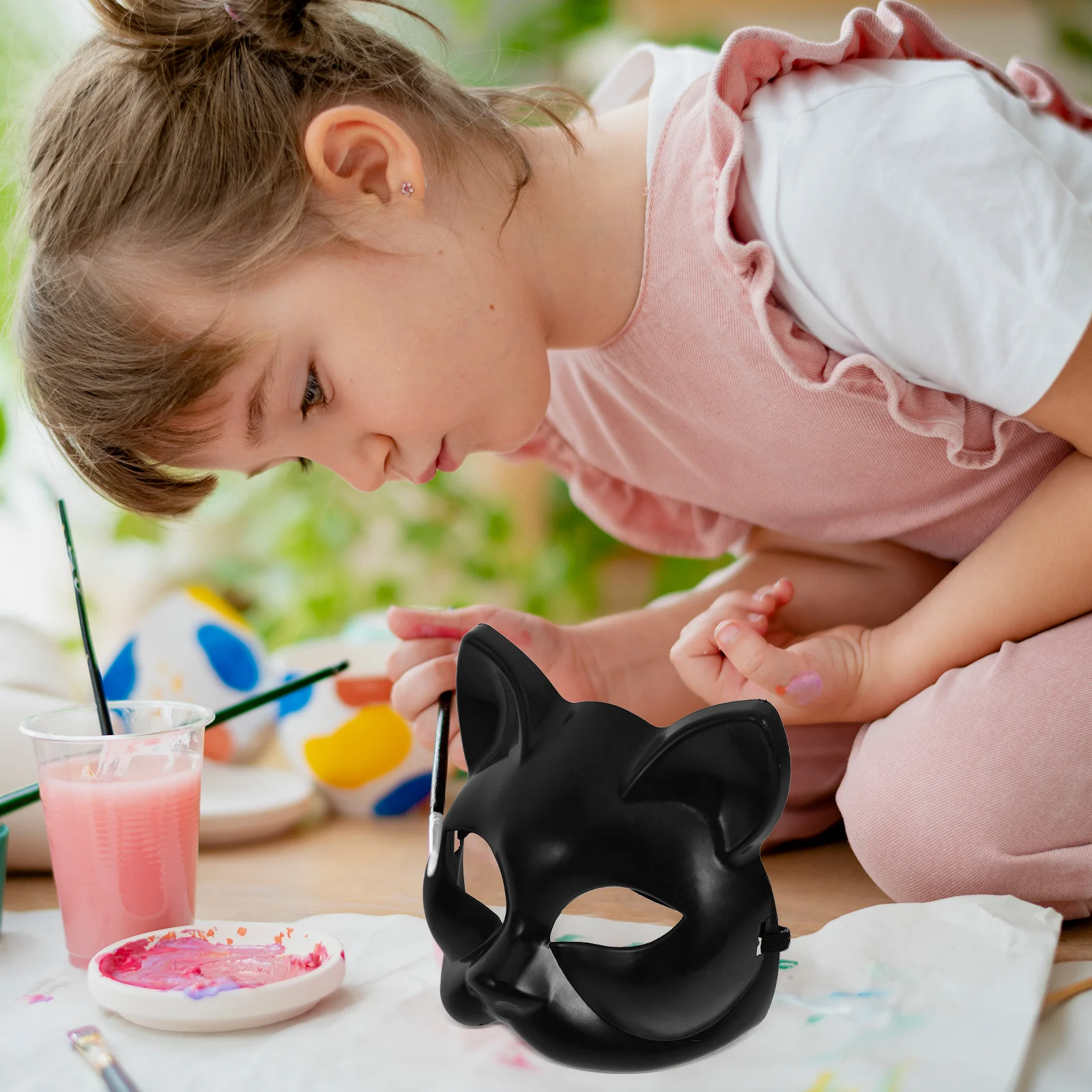 4 pçs máscara em branco gato preto plástico animal rosto para halloween traje festa masquerade bola feminino masculino artesanato à prova dwaterproof água