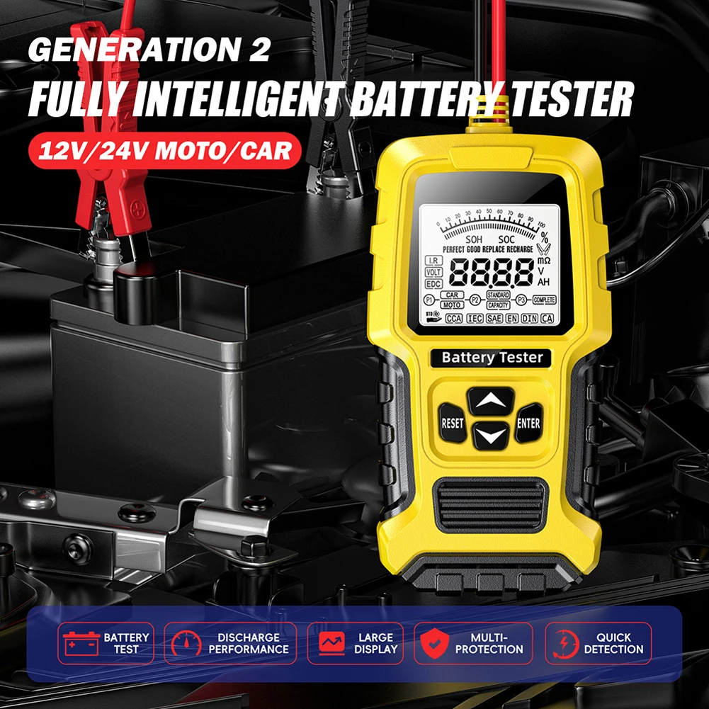 Battery Analyzer Test Tool SOH SOC CCA IR Measurement Digital Analyzer Tester Battery System Analyzer for Car Truck Boat SUV