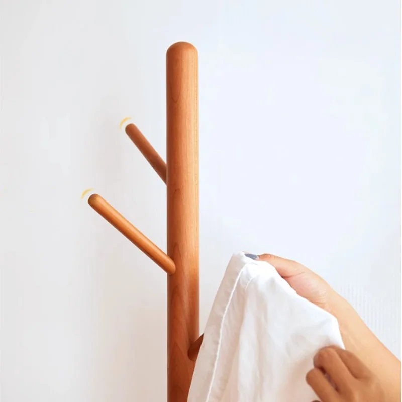 Factory Direct 2026 - Wooden oak tree-shaped clothesline in solid Nordic wood with stool for changing the