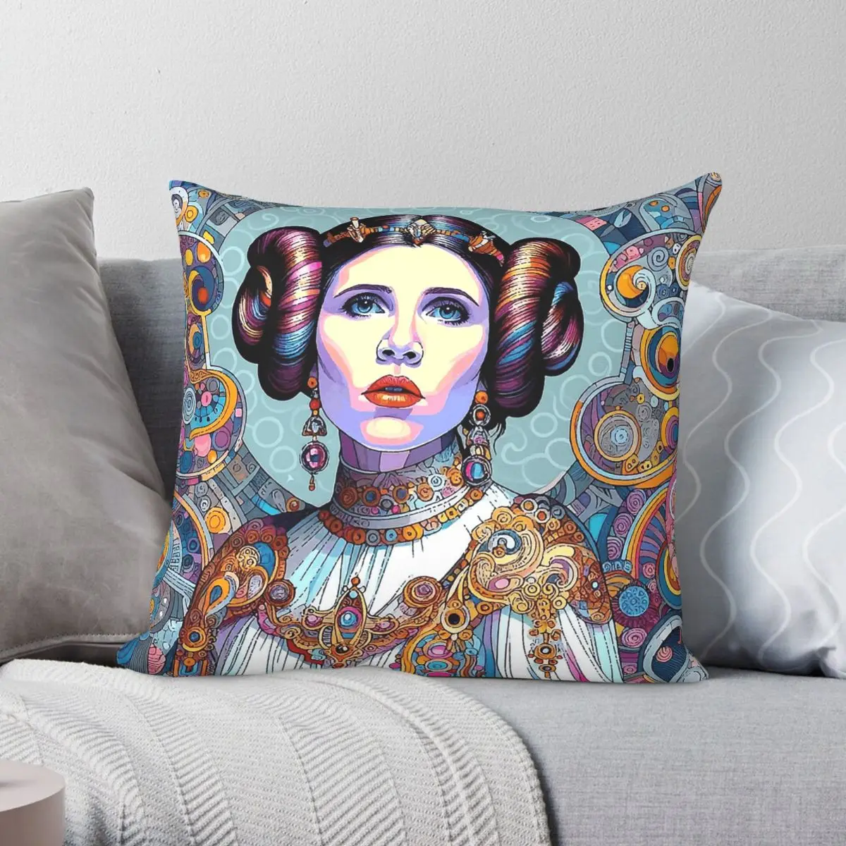 Princess Leia Carrie Fisher Square Pillowcase Polyester Linen Velvet Creative Zip Decorative Sofa Seater Cushion Wholesale 45x45