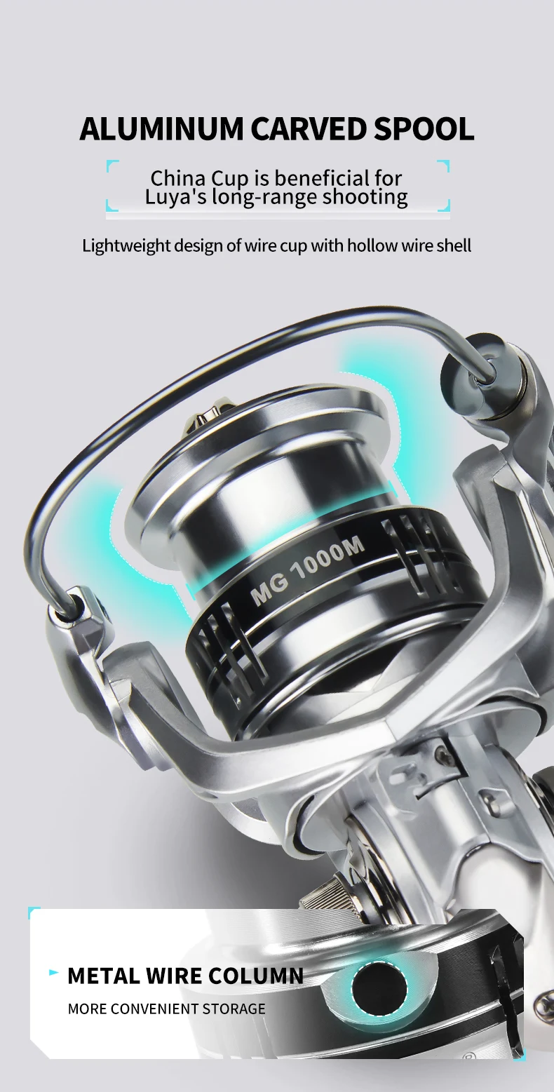 DEUKIO Spinnrolle 8KG Max. Bremskraft 5.2:1 Ultraleichte Metallspule 4+1BB Salzwasser Süßwasser Köder-Angelrolle – Detail 6