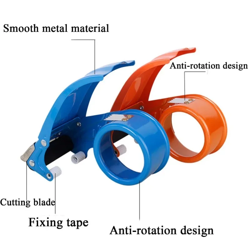 Two Rolls of Strapping Tape 4.5cmx2cmx120m with Dispenser Metal Packaging Tape Dispenser Gun 5cm for Shipping Yellow and White