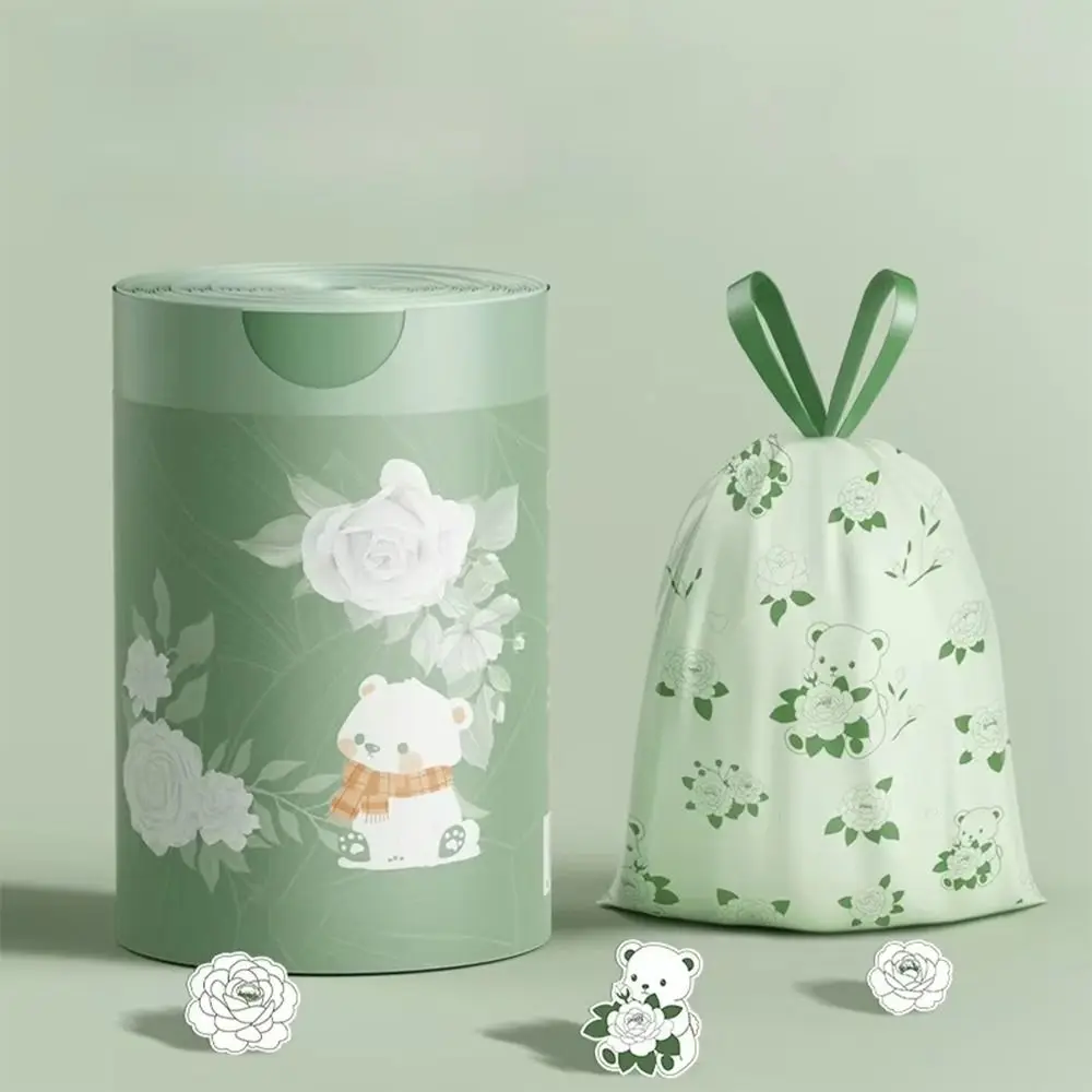 30pcs/rolls Not Easy To Break Drawstring Garbage Bag Plastic Thickened Material Thickened Trash Bag Portable Design