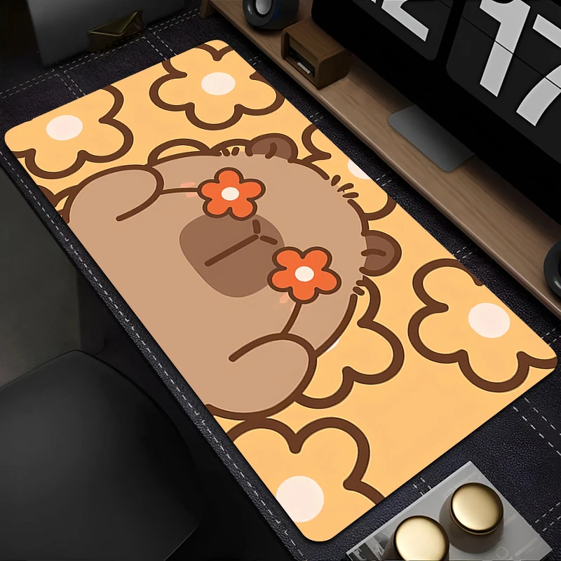 

Gaming Mouse Pad with Stitched Edge Non-Slip Rubber Base Extended Desk Mat Capybara Keyboard Mousepad for Office Home Computer