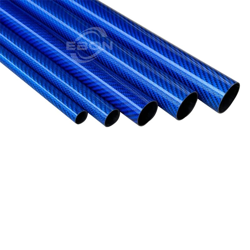 EBON 2Pcs 500mm Dark Blue Carbon Fiber Tube 6mm 8mm 10mm 12mm 14mm 16mm 18mm 20mm 22mm 25mm 28mm 30mmTwill Weave Glossy finished