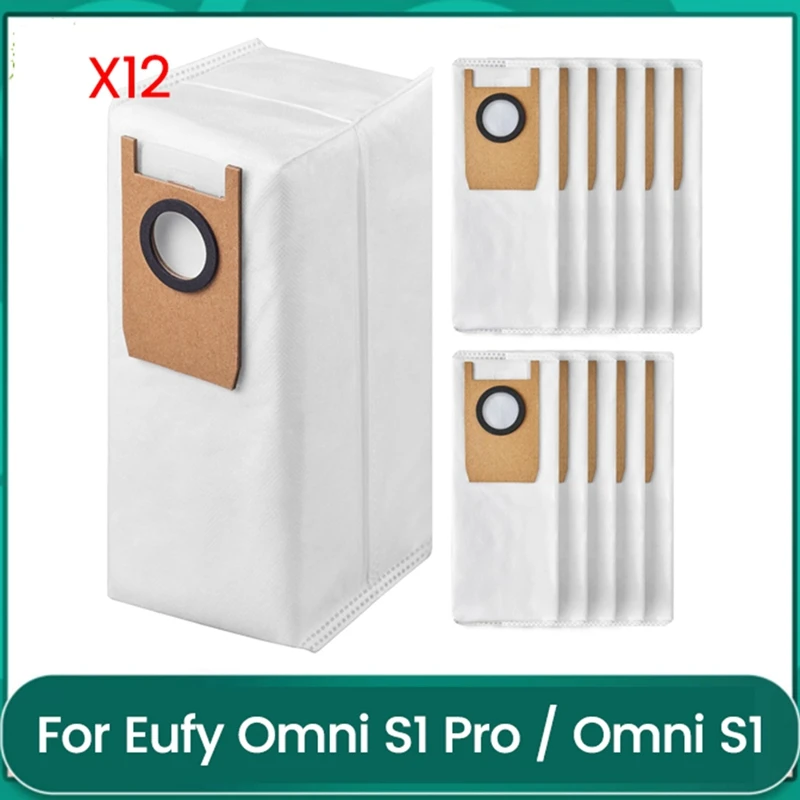 

12 Pack Dust Bags For Eufy Omni S1 Pro / Omni S1 Robot Vacuum Cleaner Accessories Replacement Dust Bags
